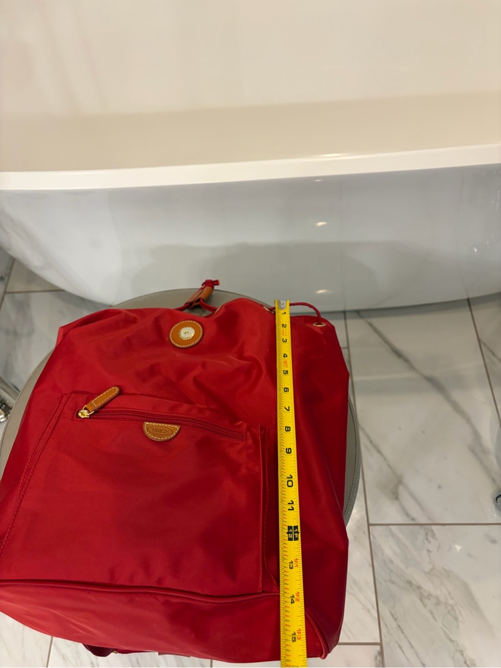 Bric's Large Red Nylon Drawstring Backpack - Picture 7 of 7